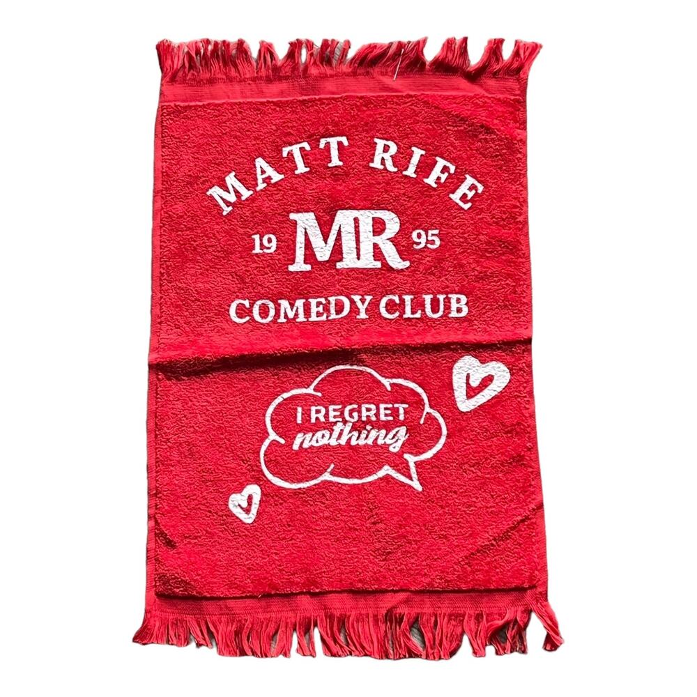 NEW Matt Rife HAND TOWEL Golf Cloth 100% Cotton 11x17 I Regret Nothing Red White